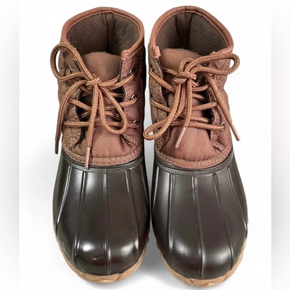 Women's St. Johns‎ Bay Brown Quilted Duck Boots Size 8 Snow Rain Ankle Outdoor